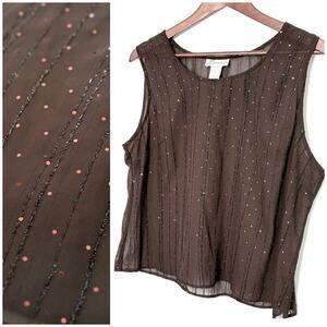 VTG Y2K Dressbarn Sheer Sparkle Tank Top Women XL USA Whimsigoth Fairy Boho